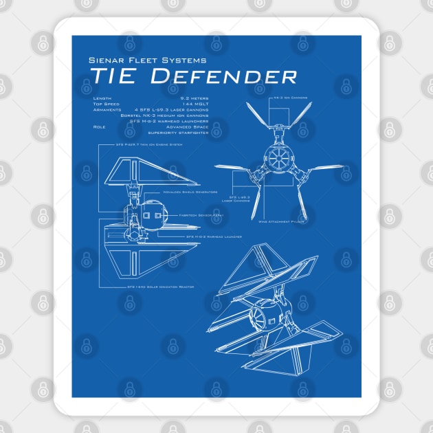 TIE Defender Blueprint Sticker by patrickkingart